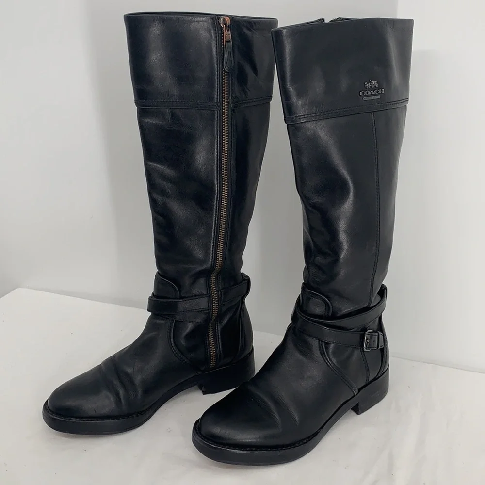 Coach Black Leather ELM BOOT Sz5 - Picture 3 of 16